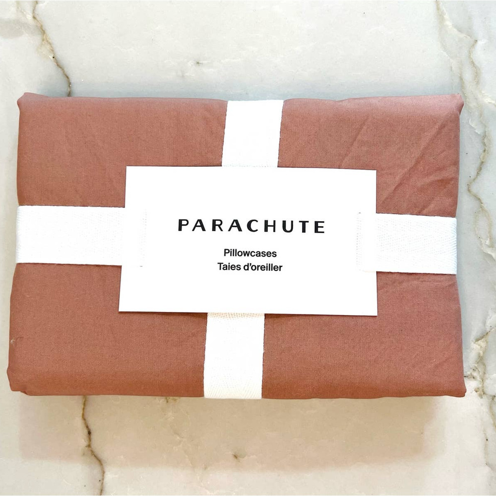 Parachute Percale Standard Pillowcase Set of TWO in CLAY NWT